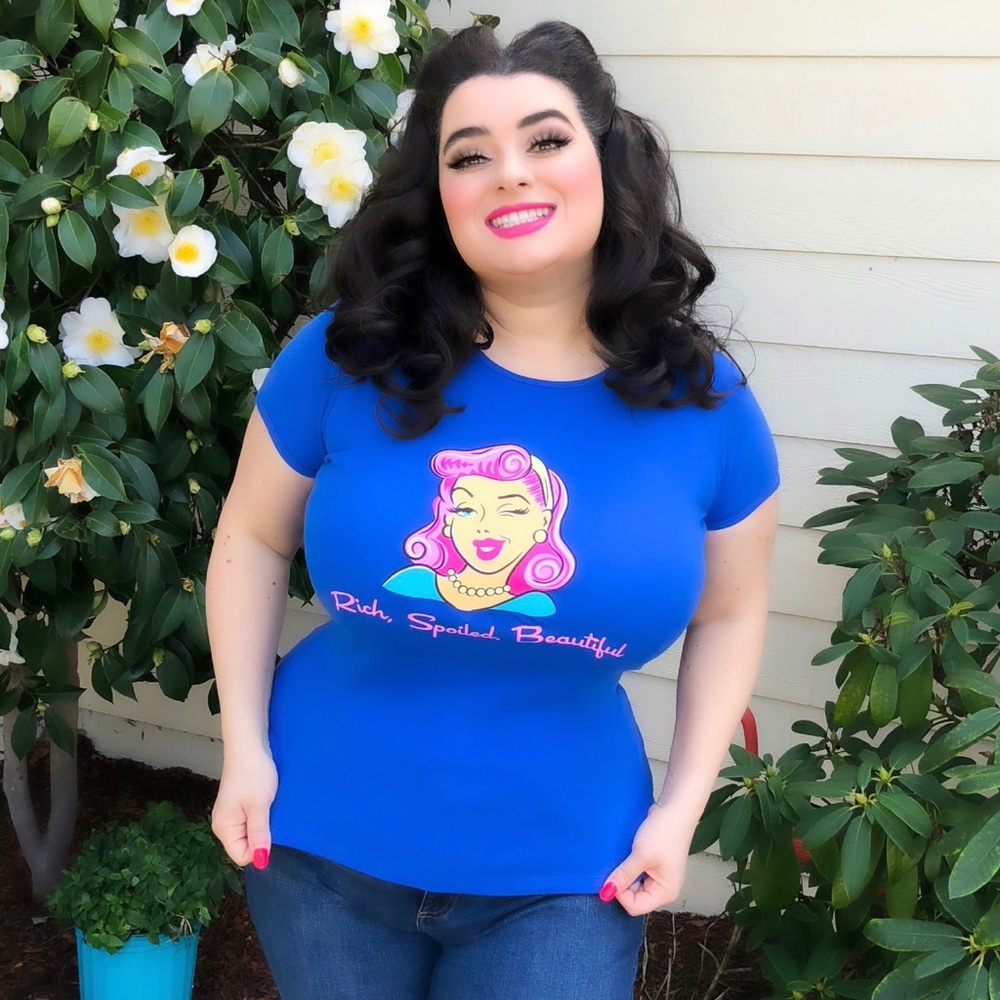 PINK HAIR PINUP TEE T-SHIRT PUNK ROCK ROCKABILLY